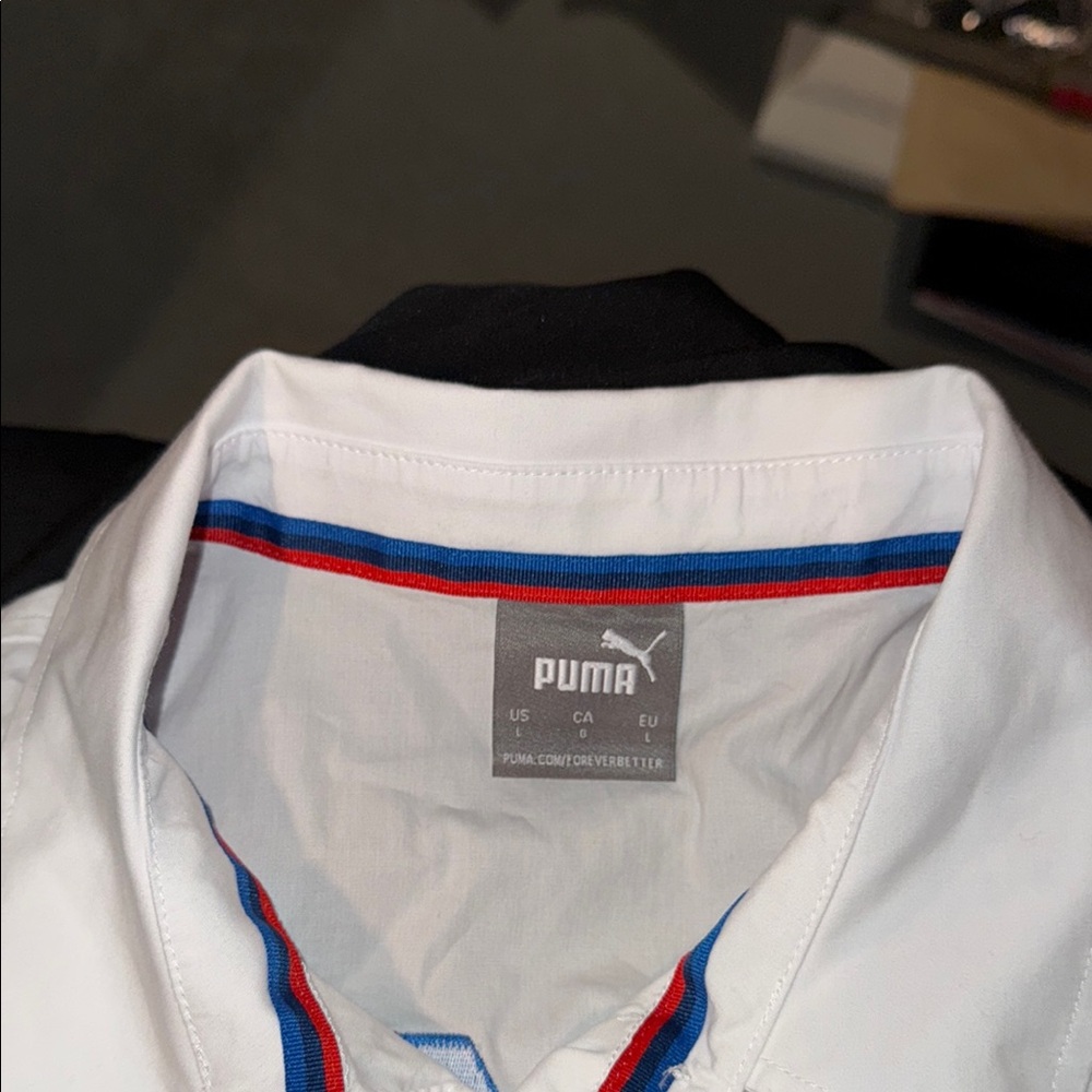 BMW Motorsport Puma White Polo long sleeve button down with Logo - Picture 3 of 10